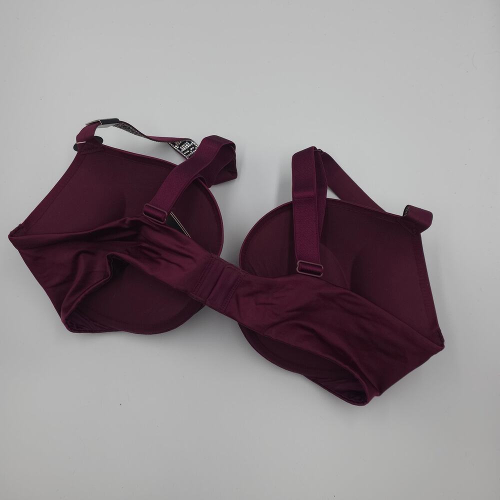 Victoria's Secret Bombshell Logo Shine Strap Add-2-Cups Push-Up Bra in Wine 36C - Picture 5 of 9
